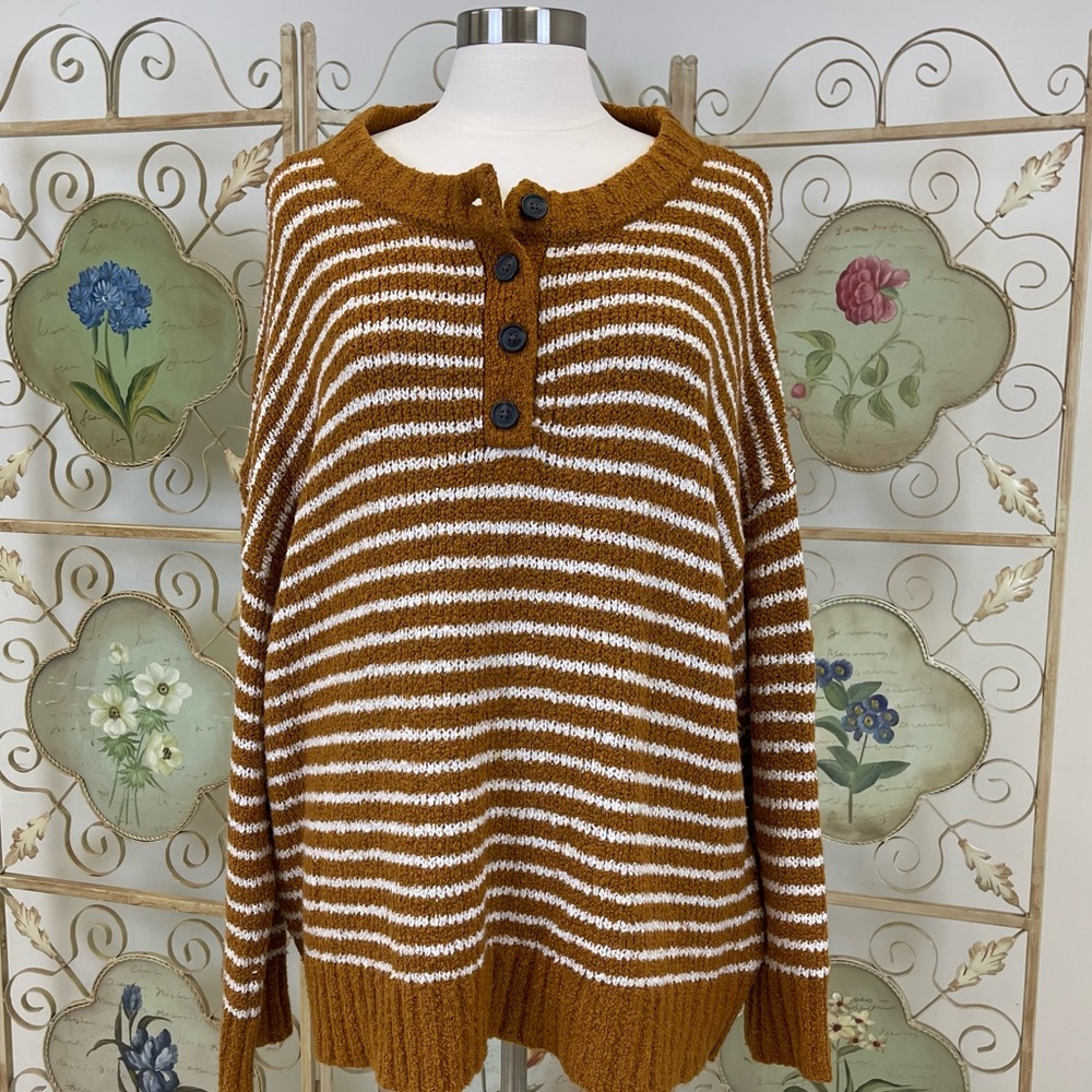 American Eagle Striped Henley Sweater